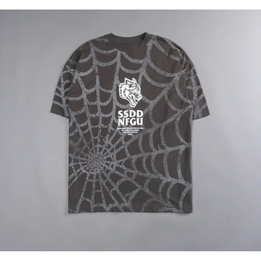 Darc Sport marvel Venom Symbiote Web Oversized Tee size L Wolf Gray - Picture 2 of 2